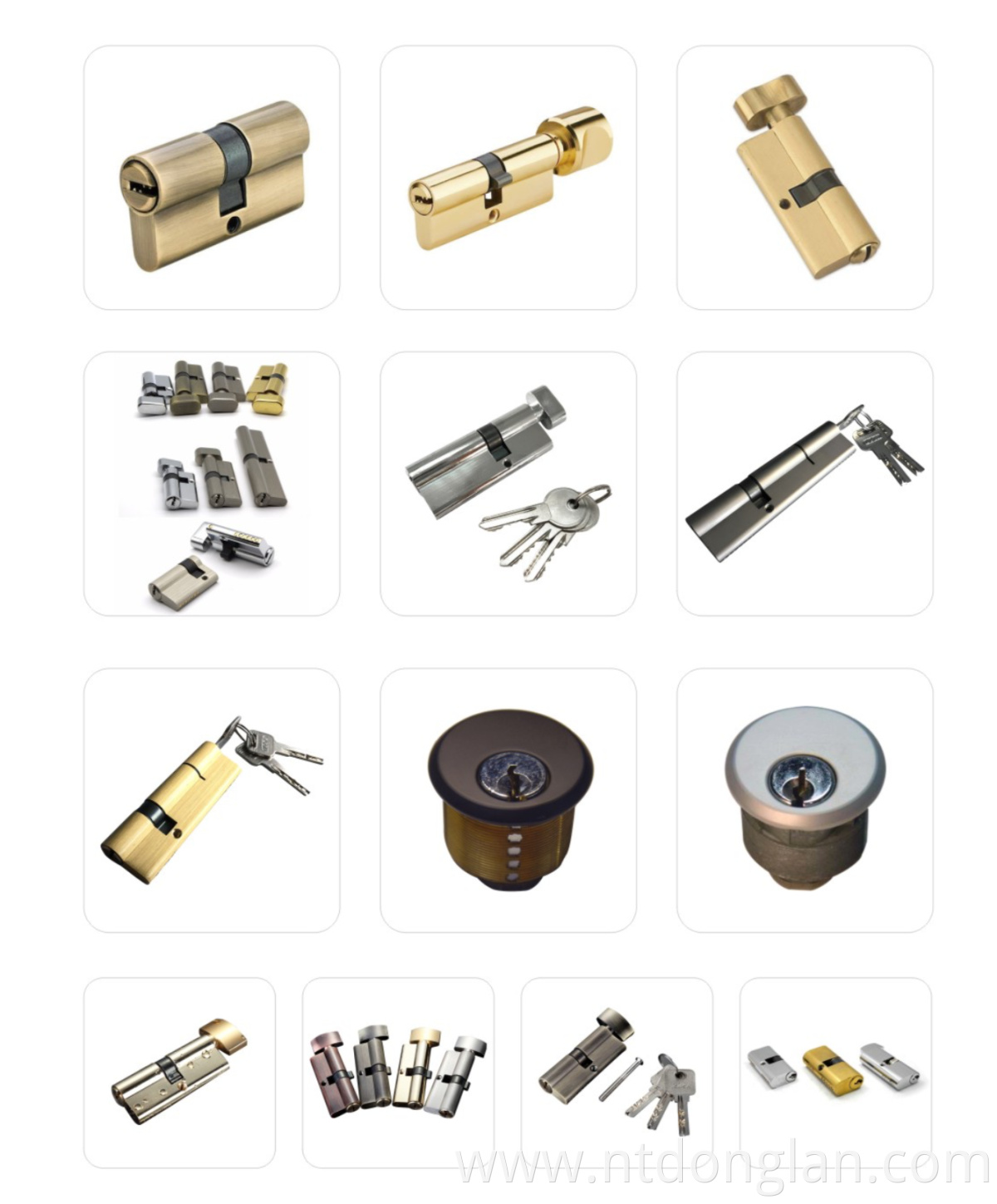 75MM 27.5/10/37.5 Double Sided Groove Brass Key Cylinder Door Lock 8 keys